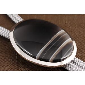 ループタイ フレーム付き 縞オニキス