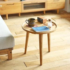 サイドテーブル 円形 チーク 天然木 アジアンテイスト 直径45cm