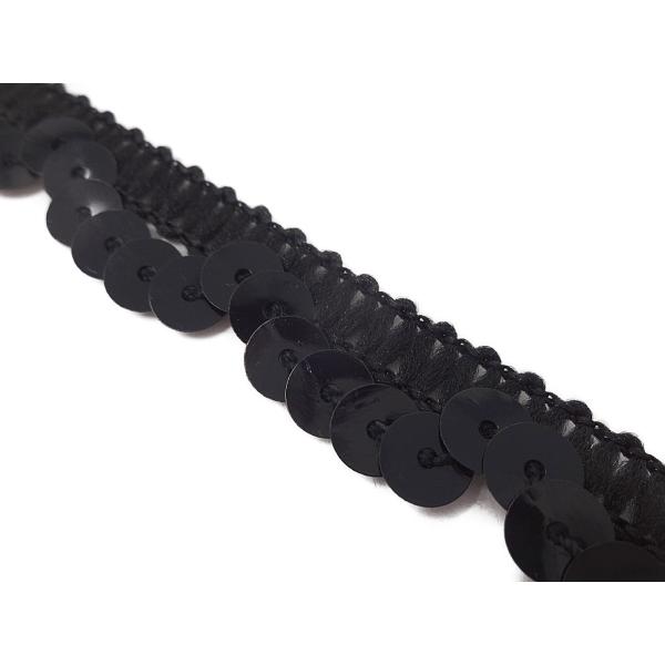 キラリ手芸部 No.1193_スパンコールブレード_黒色（ブラック）_幅1.5cm×長さ3ｍ巻き シ...