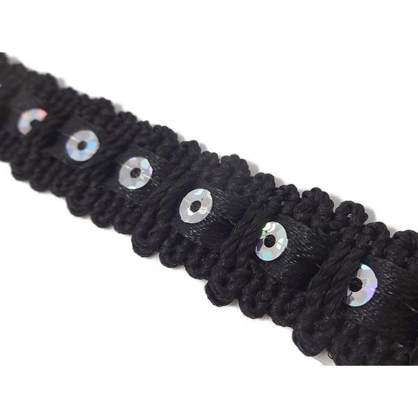 キラリ手芸部 No.1627スパンコールブレード 手芸用_黒色（ブラック）幅1.2cm×長さ3m シ...