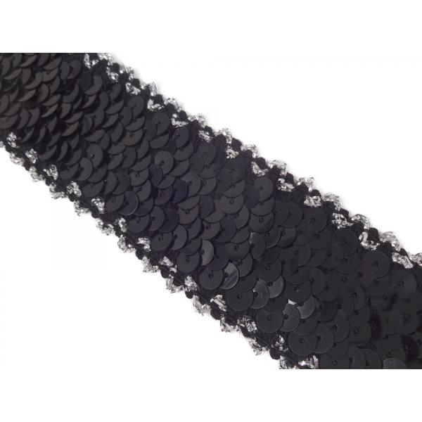 キラリ手芸部 No.2029_スパンコールブレード 手芸用_黒色（ブラック）幅3cm×2ｍ巻き シー...