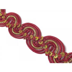No.205手芸用スパンコールブレード_赤色（レッド）幅1.7cm×2m巻き シークイン sequin
