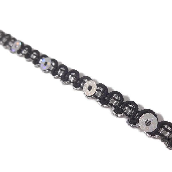 キラリ手芸部 No.225スパンコールブレード（黒：ブラック）_幅0.7cm×長さ3ｍ巻き シークイ...