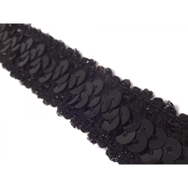 キラリ手芸部 No.232_スパンコールブレード 手芸用収縮性タイプ（黒：ブラック）_幅約2.2cm...