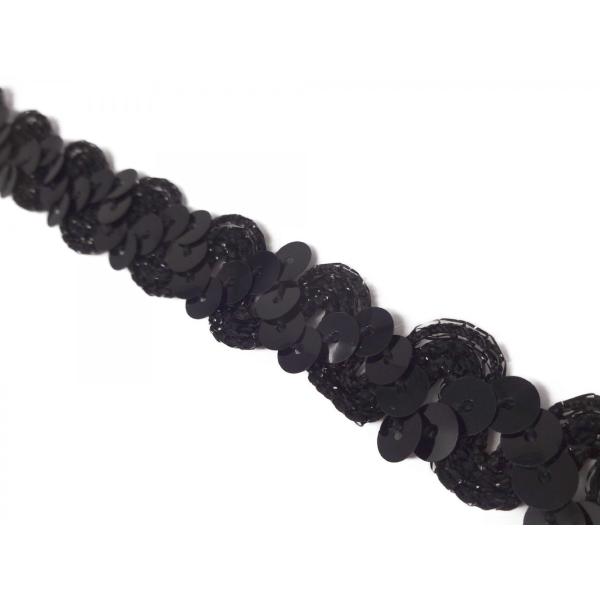 キラリ手芸部 No.234_スパンコールブレード 手芸用（黒：ブラック）_幅1.5cm×長さ3ｍ巻き...