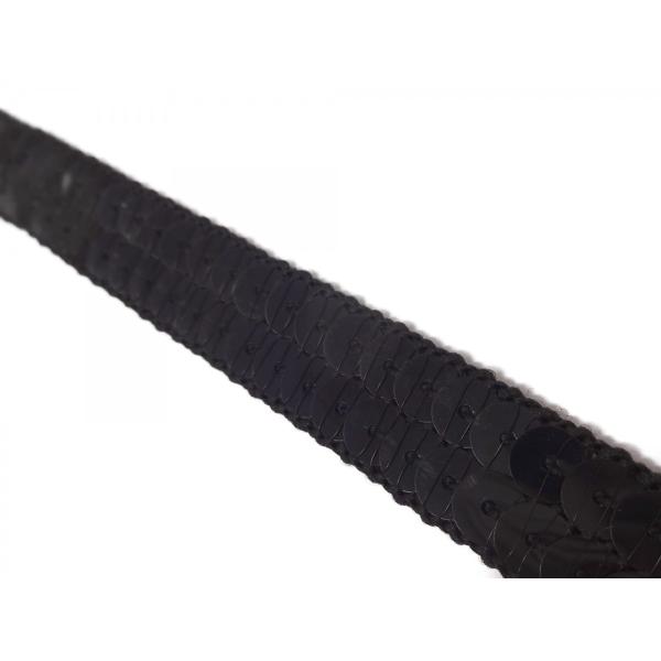 キラリ手芸部 No.237_スパンコールブレード（黒：ブラック）_幅1cm×長さ3ｍ巻き シークイン...