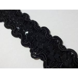 キラリ手芸部 No.3029スパンコールブレード 手芸用_黒（ブラック）_幅1.5cm×3ｍ巻き シ...