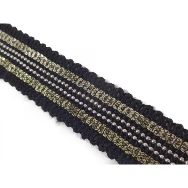 キラリ手芸部 No.3106スパンコールブレード 手芸用（黒色：ブラック)_幅2.0cm×長さ3ｍ巻...