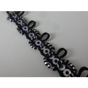 キラリ手芸部 No.3137スパンコールブレード 手芸用_黒色（ブラック）幅1cm×長さ3ｍ巻き シ...