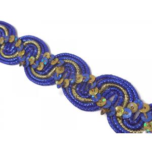 No.344手芸用スパンコールブレード_青色（ブルー）幅1.7cm×2m巻き シークイン sequin