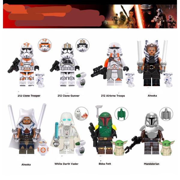 スターウォーズ　アソーカタノ　2体　白い　ダースヴェイダー　含む　ミニフィグ　8体セット　レゴ互換