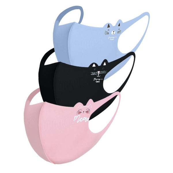 子供用 kids 猫柄 マスク ブラック ブルー 3D立体多機能マスク コロナ ウイルス 対策 猫