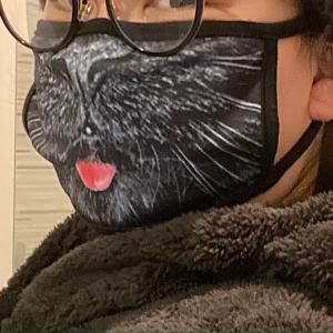 猫柄 マスク ブラックゴム縁取りデザイン 洗え...の詳細画像3
