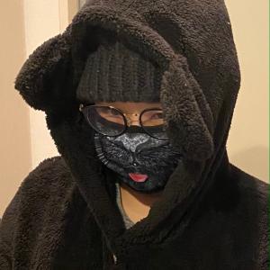 猫柄 マスク ブラックゴム縁取りデザイン 洗え...の詳細画像4