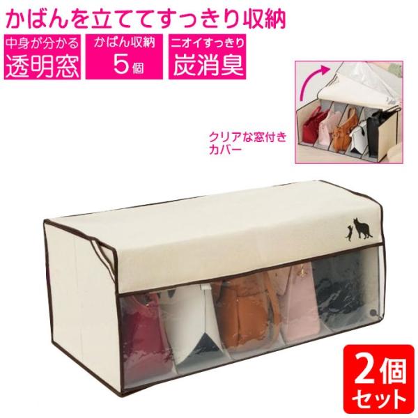炭消臭 かばん収納ケース 2個セット 送料無料 不織布 消臭 炭シート入り バッグ 収納 クローゼッ...