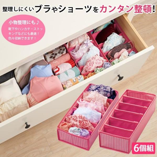 ブラ・ショーツ収納ケース 2個組×3セット ピンク A-03 ランジェリー下着 収納 ブラ・ショーツ...