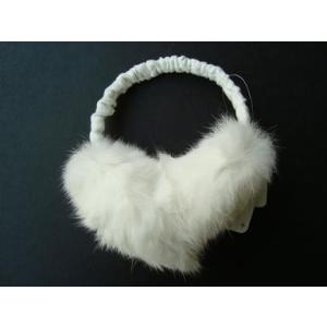 【メール便不可】イヤーマフ★ラビットリアルファー耳あて 白 Y-0010
