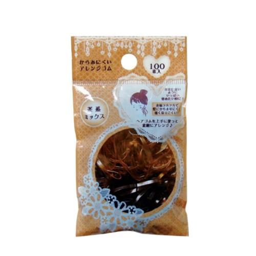 からみにくい アレンジゴム (茶系ミックス) 100本入 18-903 セイワ・プロ 定形外郵便送料...