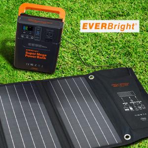 EVERBright エバーブライト スーパーメガパワーステーション＆40W ソーラーパネル セット(蓄電池 小型充電器 大容量)｜kireispot