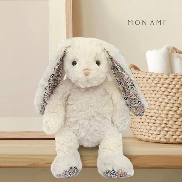 MON AMI フェイス クリームフローラルバニー(うさぎ ぬいぐるみ ふわふわ 白 ホワイト 可愛...