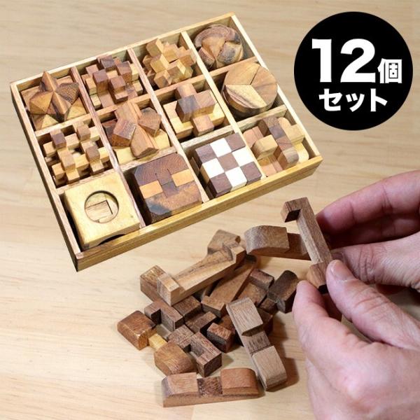 ロックスモーション ウッドパズル 12個セット(木製 立体パズル 大人 子供 高齢者 知育 おもちゃ...