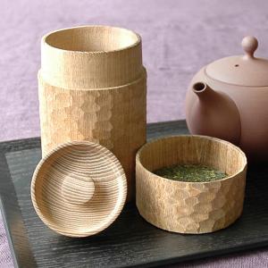 63 ロクサン 木製茶筒 一刀彫 0721-001(茶筒 木製 茶葉入れ お茶っぱ