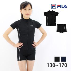 スクール水着 女子 半袖 セパレート水着 FILA ジュニア スイミング フィットネス水着 ラッシュ...