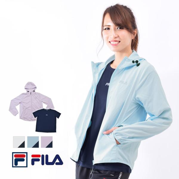 FILA フィラ レディース アウトドア ウェア 2点セット 長袖 パーカー Tシャツ 雨晴兼用 体...