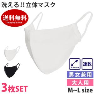 洗えるマスク 布マスク 3枚セット 水着素材 マスク 水着マスク おしゃれ 黒マスク 大人用 大きめ 小さめ 立体マスク mask2 ゆうパケット送料無料 返品交換不可
