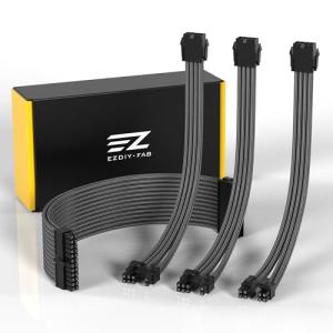 EZDIY-FAB PC用スリーブケーブル GPU/CPU用PC電源 電源専用 PSUケーブル カスタム Mod PC電源ケーブル 18AWG｜kirelab-net