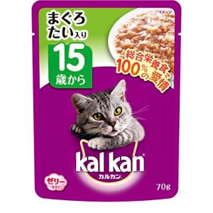 カルカン パウチ 15歳から まぐろ たい入り キャットフード 高齢猫用 70グラム (x 16) (まとめ買い)｜kirelab-net