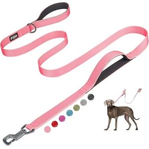 Fida リード 犬用 ロングリード 持ち手2個 柔らかいパッド付き 小型犬 中型犬 大型犬 ペット用 訓練リード 夜間反射 (1.8m ピンク｜kirelab-net