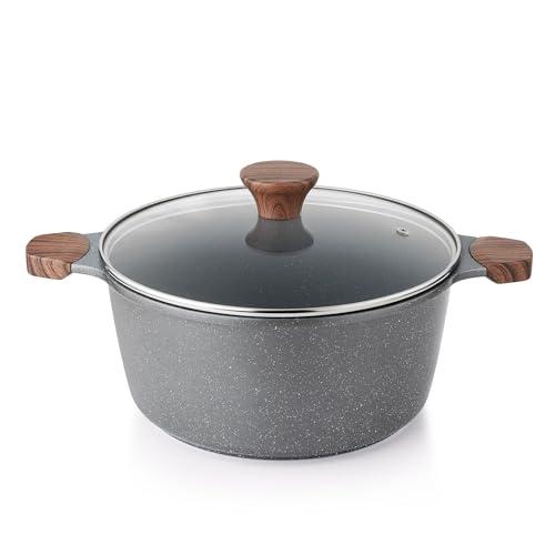 SENSARTE 両手鍋24cm 深型鍋 大きい 卓上鍋 ih対応 焦げつかない マーブルコート P...