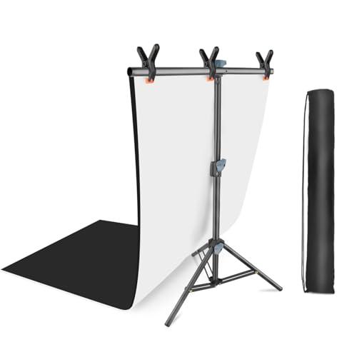 Hemmotop 背景布 スタンド キット 小型 卓上 68x75cm 白布 黒布付 60x130c...