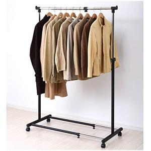山善 ハンガーラック シングル 耐荷重30kg 幅81-122×奥行49×高さ111-184cm 幅・高さ伸縮調整可 マットブラック YBH-S｜kirelab-net