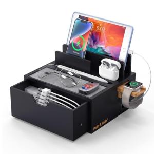 Pezin & Hulin 竹製 充電ステーション 卓上収納ート デスクオーガナイザー 複数のデバイスに充電場を提供する USB充電器は含まれま｜kirelab-net