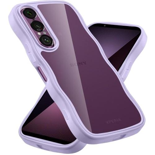 クリア Xperia 1 VII ケース/SO-51F かわいい 波状フレーム うねうね 耐衝撃 エ...
