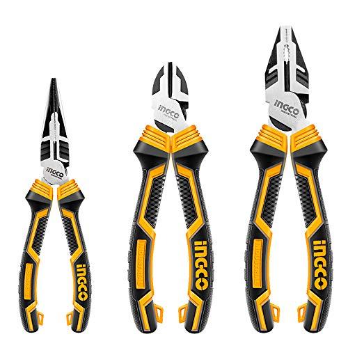INGCO ペンチセット 3点組 ハイレバレッジ プライヤー 200mmペンチ 180mmニッパー ...
