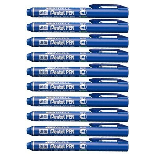 ぺんてる ノック式油性マーカー ハンディS PentelPEN 細字 青 10本 NXS15-CP