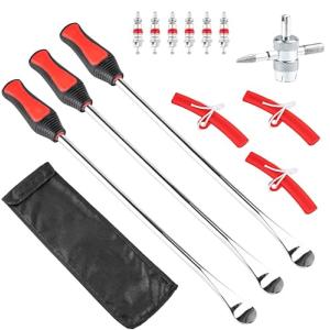 タイヤレバー 全長37.5CM レバー3本 メッキ加工 バイク 自転車 タイヤ ホイール  脱着 専用工具 タイヤ修理ツールキット 収納袋付き｜ルミナスエイト ヤフー店