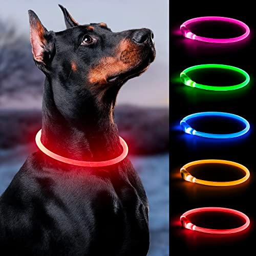Bpawser 犬首輪 犬光る首輪 犬LED首輪 LED発光首輪 USB充電式 サイズ調節 軽量 犬...