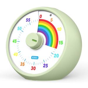 子供用60分ビジュアルタイマー 教室&キッチン用カウントダウンタイマー 勉強用デスクタイマー レインボー柄の子供用タイムマネージャーツール (グ｜kirelab-net