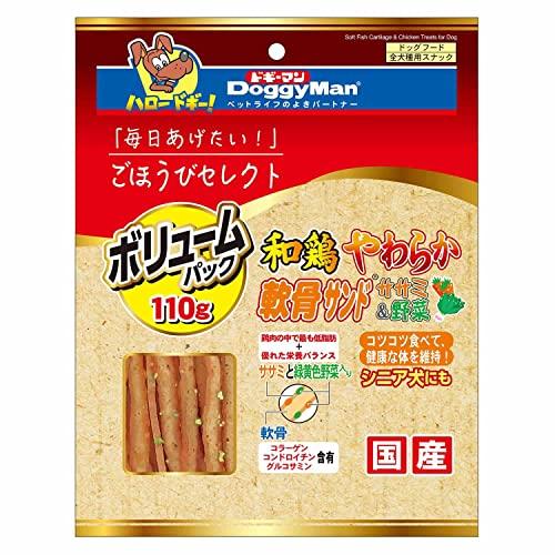 ドギーマン ごほうびセレクト 和鶏やわらか軟骨サンド ササミ&amp;野菜 110ｇ×3袋