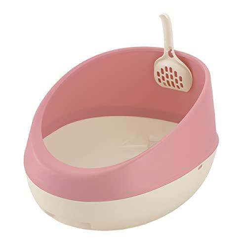 リッチェル 猫用トイレ本体 ラプレ ネコトイレ ハーフカバー コーラルピンク