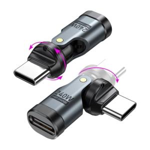 USB-C 変換アダプタ PD240W 540°回転可2個セットタイプC 変換アダプタ 急速充電可 データ転送可 片MacBook Pro/Ph｜kirelab-net