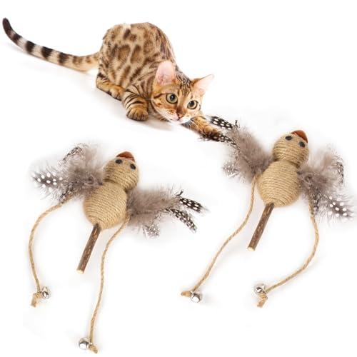 猫 おもちゃ 鈴付き またたびの木 猫 玩具 羽のおもちゃ 歯磨き おもちゃ 自然な材料 胃腸の健康...