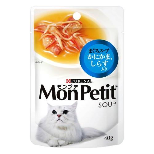 モンプチ スープ パウチ 成猫用 かにかま、しらす入り まぐろスープ 40g×12袋入り (まとめ買...