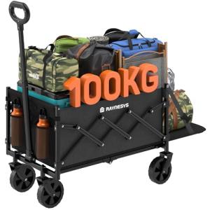 Raynesys キャリーワゴン 小型 容量65L-90L 耐荷重100kg 長物対応 後部展開可 アウトドアワゴン 折り畳み式キャンプカートリ｜kirelab-net
