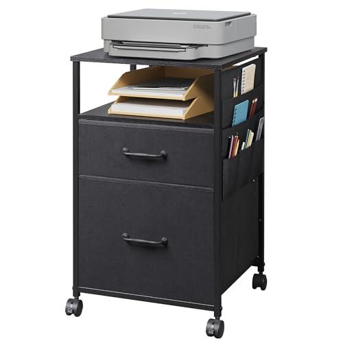 DEVAISE デスクワゴン キャビネット 収納 布製 ファブリック 二杯引き出し付き キャスター付...