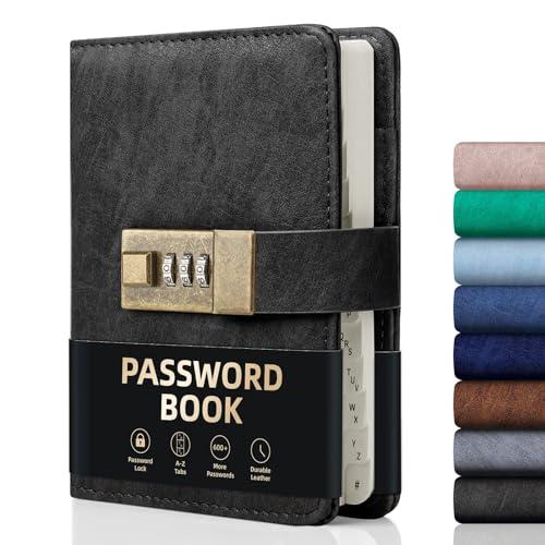 WEMATEパスワード管理ノート、アルファベットタブ順 鍵付きパスワードブック 600+パスワードス...